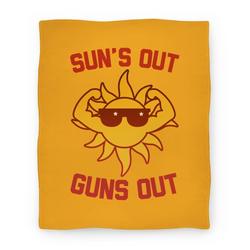 Movie Anime Sun's Out Guns Out Premium Fleece Sherpa Blanket Perfect And Unique Gifts For Family On Christmas