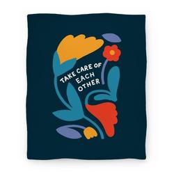 Movie Anime Take Care of Each Other Flowers Premium Fleece Sherpa Blanket Perfect Gifts For Family On Christmas