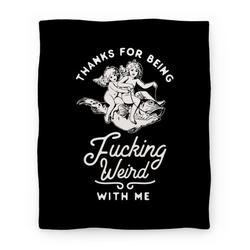 Movie Anime Thanks for Being F***ing Weird with Me Vintage Fish Riders Premium Fleece Sherpa Blanket Perfect Gifts Christmas