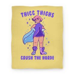 Movie Anime Thicc Thighs Crush The Horde Premium Fleece Sherpa Blanket Perfect Gifts For Family On Christmas