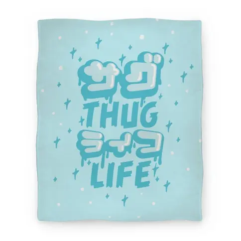Movie Anime Thug Life (Japanese Katakana) Premium Fleece Sherpa Blanket Perfect Gifts For Family On Christmas
