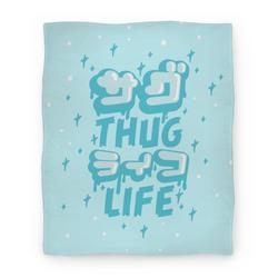 Movie Anime Thug Life (Japanese Katakana) Premium Fleece Sherpa Blanket Perfect Gifts For Family On Christmas