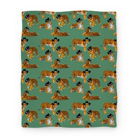 Movie Anime Tigers in Cowboy Hat Pattern Premium Fleece Sherpa Blanket Perfect Gifts For Family On Christmas