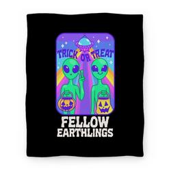 Movie Anime Trick Or Treat Fellow Earthlings Premium Fleece Sherpa Blanket Perfect Gifts For Family On Christmas