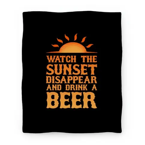 Movie Anime Watch The Sunset And Drink Beer Premium Fleece Sherpa Blanket Perfect Gifts For Family On Christmas