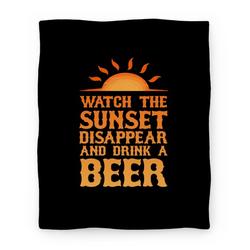 Movie Anime Watch The Sunset And Drink Beer Premium Fleece Sherpa Blanket Perfect Gifts For Family On Christmas