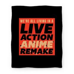 Movie Anime We're All Living In A Live Action Anime Remake Premium Fleece Sherpa Blanket Perfect Gifts For Family On Christmas