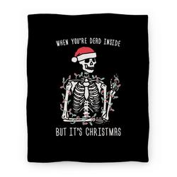 Movie Anime When You're Dead Inside But It's Christmas Premium Fleece Sherpa Blanket Perfect Gifts For Family On Christmas