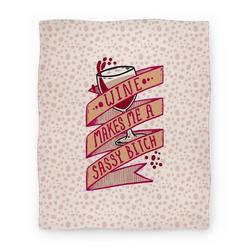 Movie Anime Wine Makes Me a Sassy Bitch Premium Fleece Sherpa Blanket Perfect Gifts For Family On Christmas
