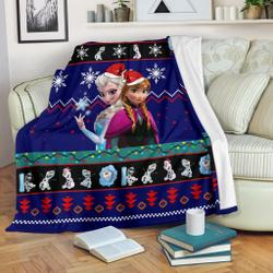 Anime Blue Frozen Christmas Fleece Sherpa Blanket Amazing Gift Idea Perfect Gifts For Family On Christmas