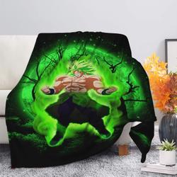 Anime Broly Moonlight Premium Fleece Sherpa Blanket Perfect And Unique Gifts For Family On Christmas