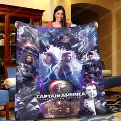 Movie Captain America The Winter Soldier Super Hero Fleece Sherpa Blanket Perfect Gifts For Family On Christmas