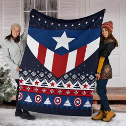 Movie Captain America Ugly Christmas Custom Fleece Sherpa Blanket Home Decor Perfect Gifts For Family On Christmas