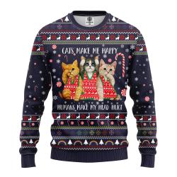 Cat Make Me Happy Christmas Ugly Sweater Perfect And Unique Gifts For Adults Kids On Christmas
