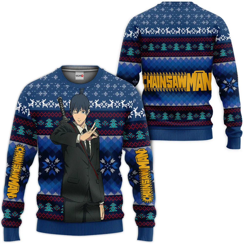 Chainsaw Man Aki Hayakawa Ugly Christmas Sweater Custom For Anime Fans Perfect And Unique Gifts For Adults Kids On Christmas