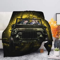 Anime Chainsaw Man Anime Funny Halloween Moonlight Premium Fleece Sherpa Blanket Perfect Gifts For Family On Christmas