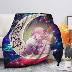 Anime Chainsaw Man Denji X Power Love You To The Moon Galaxy Fleece Sherpa Blanket Perfect Gifts For Family On Christmas