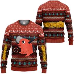 Chainsaw Man Pochita Ugly Christmas Sweater Custom For Anime Fans Perfect And Unique Gifts For Adults Kids On Christmas