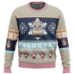 Chibi Christmas Inosuke Hashibira Demon Slayer Ugly Christmas Sweater Perfect And Unique Gifts For Adults Kids On Christmas