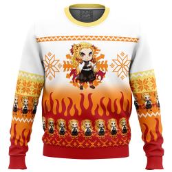 Chibi Christmas Kyojuro Rengoku Demon Slayer Ugly Christmas Sweater Perfect And Unique Gifts For Adults Kids On Christmas