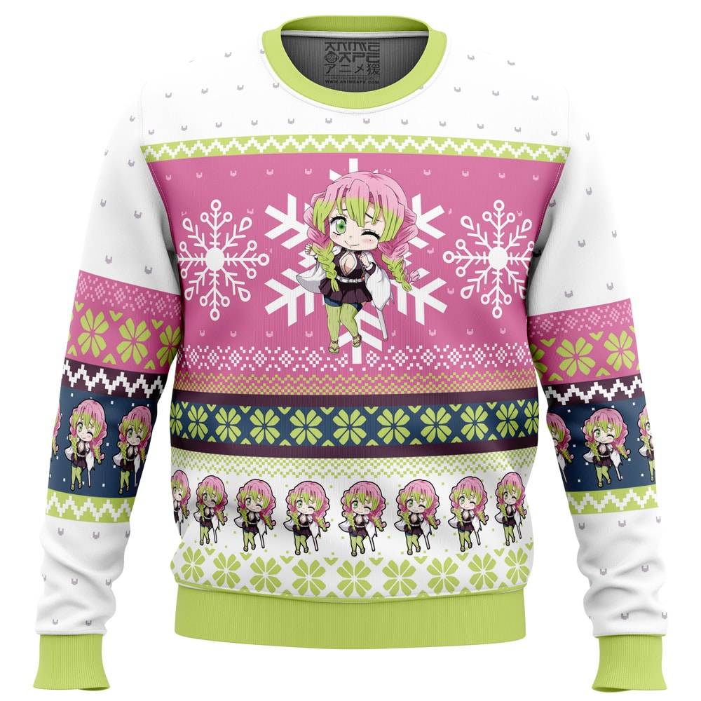 Chibi Christmas Mitsuri Kanroji Demon Slayer Ugly Christmas Sweater Perfect And Unique Gifts For Adults Kids On Christmas