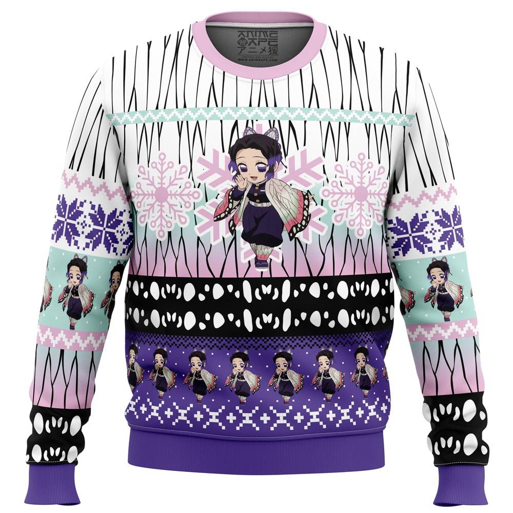 Chibi Christmas Shinobu Kocho Demon Slayer Ugly Christmas Sweater Perfect And Unique Gifts For Adults Kids On Christmas