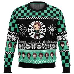 Chibi Christmas Tanjiro Kamado Demon Slayer Ugly Christmas Sweater Perfect And Unique Gifts For Adults Kids On Christmas