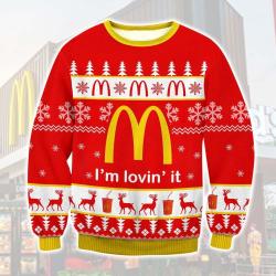 Christmas Burger I'm Lovin It Ugly 2022 Xmas Gifts Sweater Sweatshirt Perfect And Unique Gifts For Adults Kids On Christmas