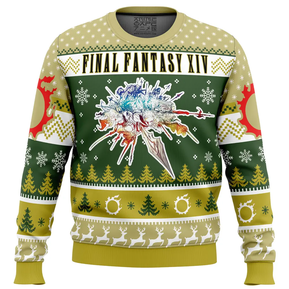 Christmas Fantasy Final Fantasy XIV Ugly Christmas Sweater Perfect And Unique Gifts For Adults Kids On Christmas