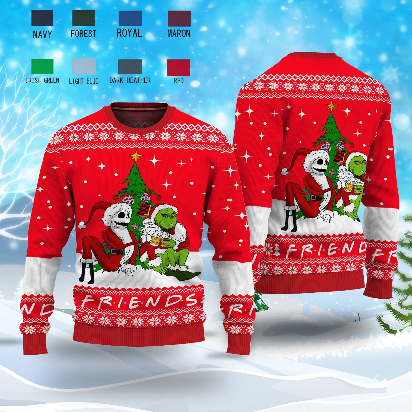 Christmas Friends Home Alone Elf Grinch Xmas Ugly Sweatshirt Sweater Perfect And Unique Gifts For Adults Kids On Christmas