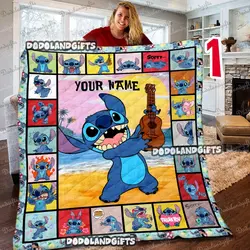 Anime Christmas Gifts Personalized Disney Stitch Fleece Fleece Sherpa Blanket Perfect Gifts For Family On Christmas