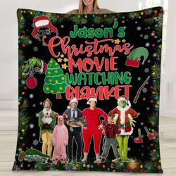 Christmas Movie Watching Family Fleece Sherpa Blanket Quilt Perfect Gifts For Family On Christmas