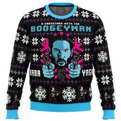 Christmas with the Boogeyman John Wick Ugly Christmas Sweater Perfect And Unique Gifts For Adults Kids On Christmas