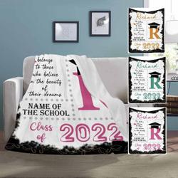 Class Of 2022 Personalized Graduation Fleece Sherpa Blanket Perfect Gifts For Family On Christmas
