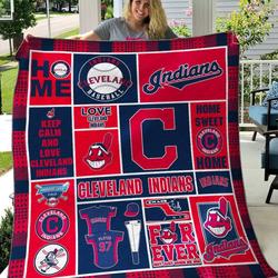Cleveland Indians 3D Customized Quilt Fleece Sherpa Blanket Perfect Gifts For Family On Christmas
