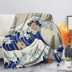 Cookie The Great Wave Premium Fleece Sherpa Blanket Perfect And Unique Gifts For Family On Christmas