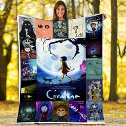 Movie Coraline Movie Halloween Jones Film Henry Selick Fleece Sherpa Blanket Perfect Gifts For Family On Christmas