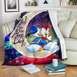 Anime Disney Couple Cute Duck Couple Love You To The Moon Galaxy Fleece Sherpa Blanket Perfect Gifts For Family On Christmas