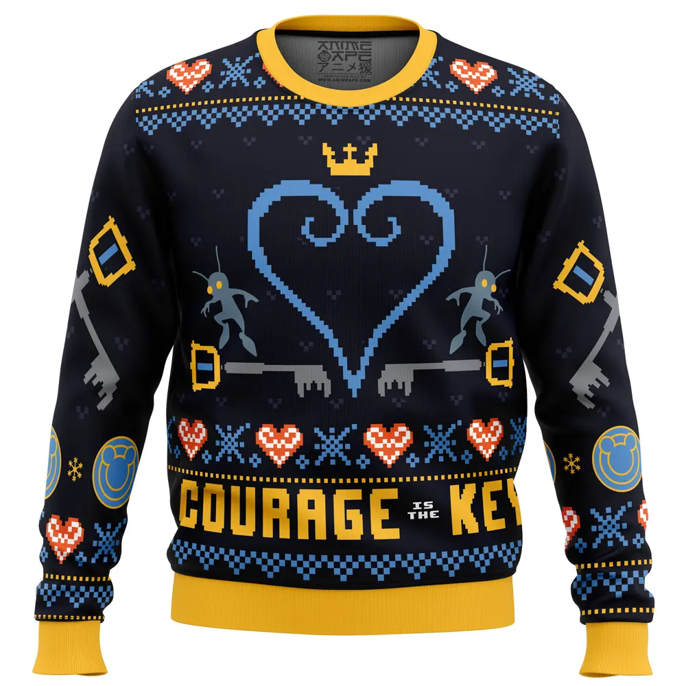Courage is the Key Kingdom Hearts Ugly Christmas Sweater Perfect And Unique Gifts For Adults Kids On Christmas