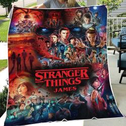 Movie Custom Stranger Things Season 4 2022 Quilt Fleece Sherpa Blanket Perfect Gifts For Family On Christmas