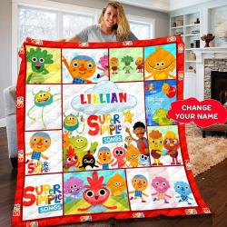 Custom Super Simple Songs Cartoon Quilt Fleece Sherpa Blanket Perfect Gifts For Family On Christmas