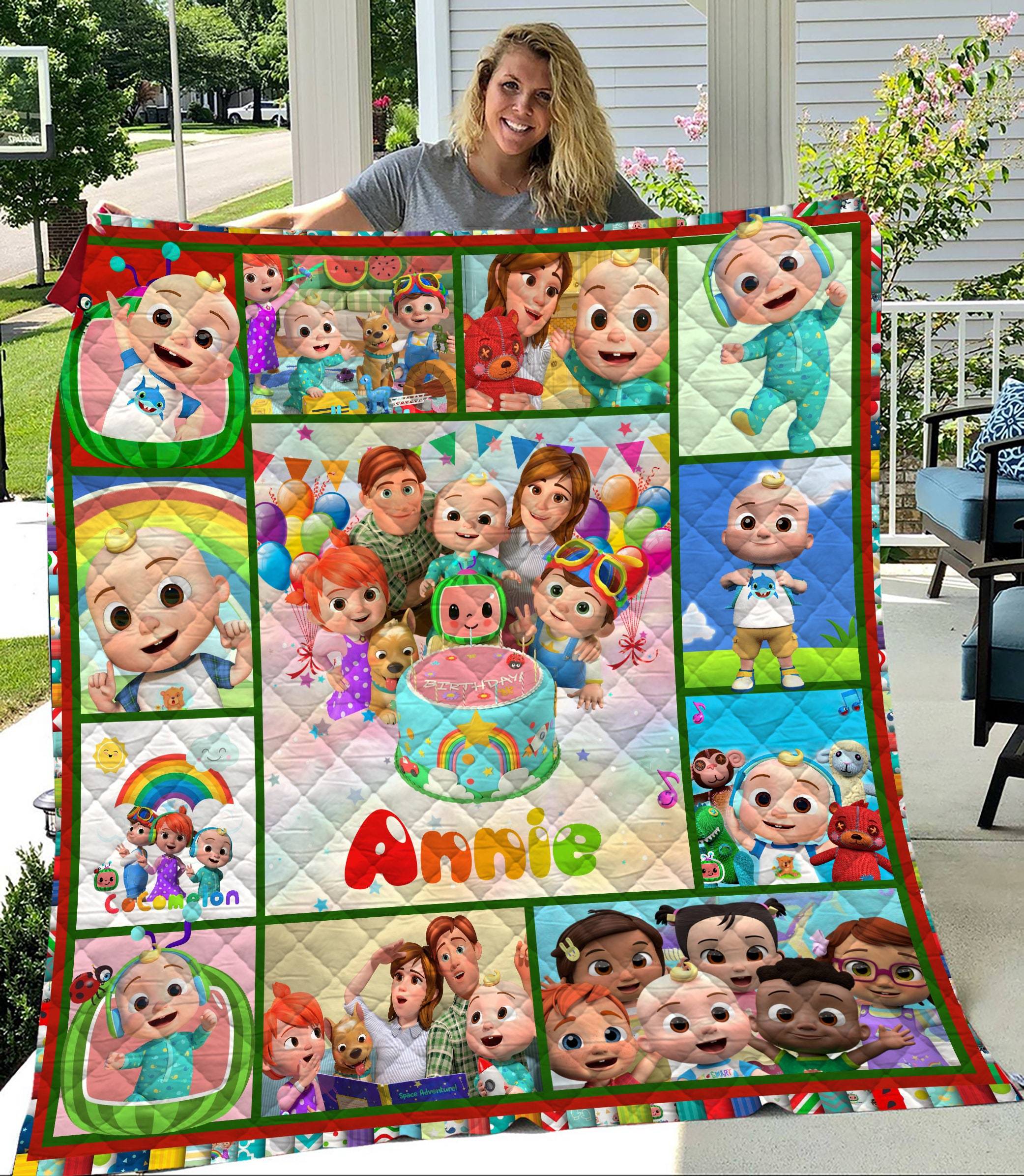 Movie Customized Name Cocomelon Birthday Boy Fleece Sherpa Blanket Perfect Gifts For Family On Christmas