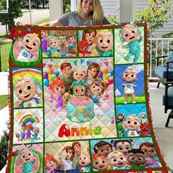 Movie Customized Name Cocomelon Birthday Boy Fleece Sherpa Blanket Perfect Gifts For Family On Christmas