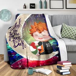 Anime Cute Hinata Haikyuu Love You To The Moon Galaxy Premium Fleece Sherpa Blanket Perfect Gifts For Family On Christmas