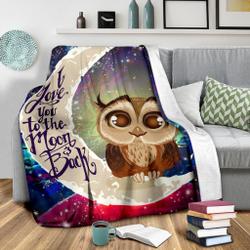 Anime Cute Owl Love You To The Moon Galaxy Premium Fleece Sherpa Blanket Perfect Gifts For Family On Christmas