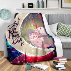 Anime Darling In The Franxx Hiro And Zero Two Love You To The Moon Galaxy Premium Fleece Sherpa Blanket