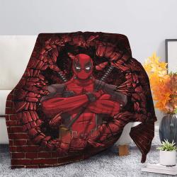 Anime Deadpool Break Wall Style Premium Fleece Sherpa Blanket Perfect Gifts For Family On Christmas