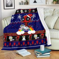 Anime Deadpool Unicorn Christmas Fleece Sherpa Blanket Amazing Gift Idea Perfect Gifts For Family On Christmas