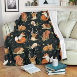 Animal Deer Fox Premium Fleece Sherpa Blanket Perfect And Unique Gifts For Family On Christmas Holiday