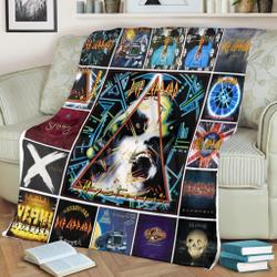 Music Def Leppard Rock Band Album Covers Fleece Fleece Sherpa Blanket Perfect Gifts For Family On Christmas